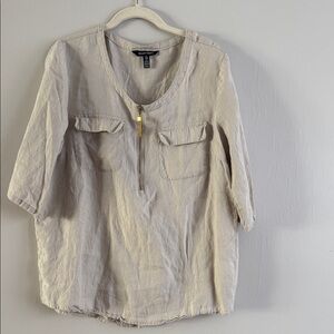 Ellen Tracy Natural Linen Top